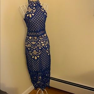 Blue laser cut dress